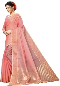 Stylish Peach Cotton Silk Saree With Blouse Piece For Women-thumb2