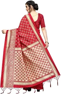 Stylish Red Cotton Silk Saree With Blouse Piece For Women-thumb3