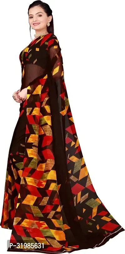 Stylish Black Georgette Saree With Blouse Piece For Women-thumb3