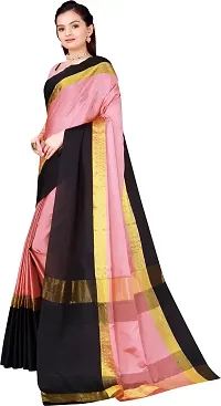 Stylish Peach Cotton Silk Saree With Blouse Piece For Women-thumb2