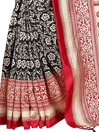 Stylish Red Cotton Silk Saree With Blouse Piece For Women-thumb1