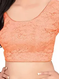 Stylish Peach Net Saree With Blouse Piece For Women-thumb2