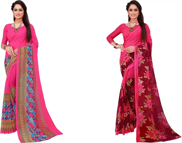 Beautiful Georgette Saree with Blouse piece Pack Of 2