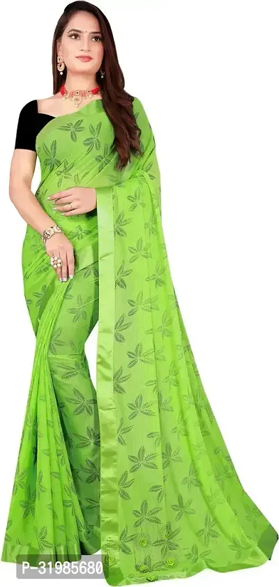 Stylish Green Cotton Silk Saree With Blouse Piece For Women