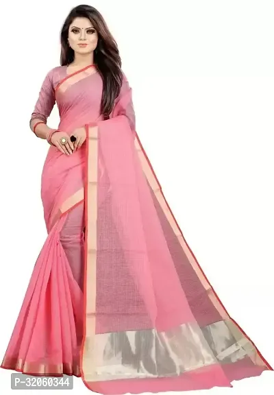 Stylish Art Silk Pink Solid Saree with Blouse piece For Women-thumb0