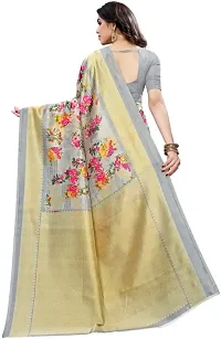 Stylish Grey Cotton Silk Saree With Blouse Piece For Women-thumb3