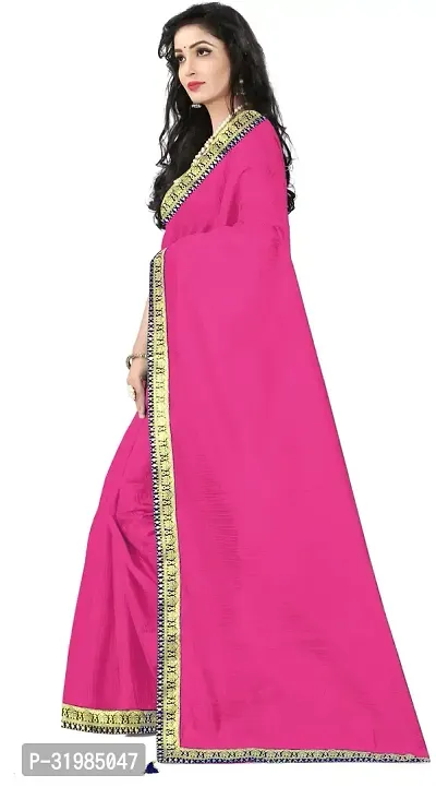 Stylish Pink Cotton Silk Saree With Blouse Piece For Women-thumb3