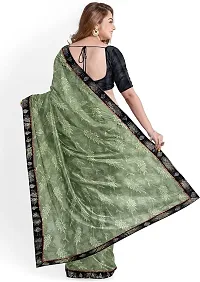 Stylish Green Lycra Saree With Blouse Piece For Women-thumb1