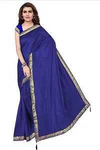 Stylish Navy Blue Cotton Silk Saree With Blouse Piece For Women-thumb4