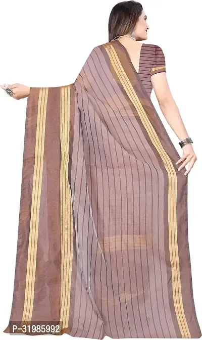 Stylish Brown Cotton Silk Saree With Blouse Piece For Women-thumb3