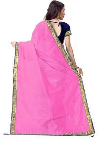 Stylish Pink Cotton Silk Saree With Blouse Piece For Women-thumb1