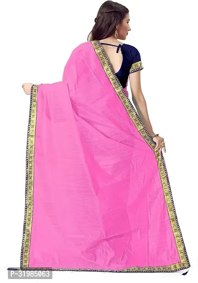 Stylish Pink Cotton Silk Saree With Blouse Piece For Women-thumb2