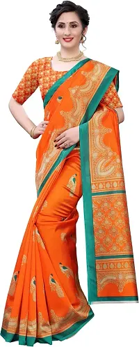 Stylish Orange Art Silk Saree With Blouse Piece For Women-thumb3