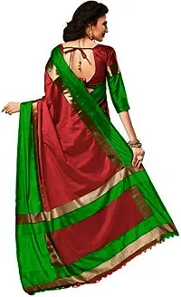 Stylish Maroon Cotton Silk Saree With Blouse Piece For Women-thumb1