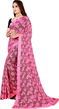 Stylish Pink Cotton Silk Saree With Blouse Piece For Women-thumb1