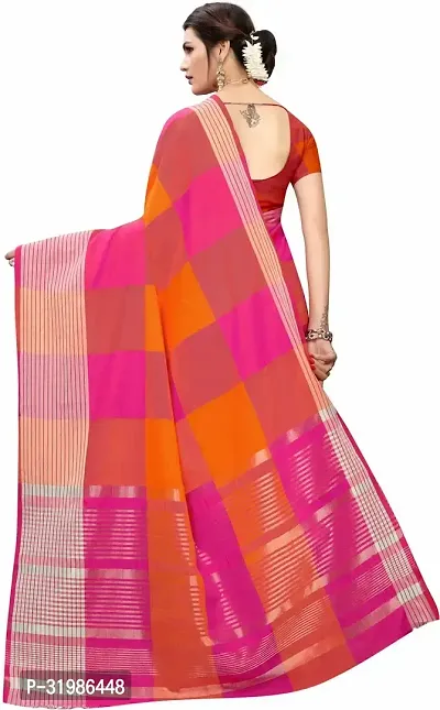 Stylish Multicoloured Cotton Silk Saree With Blouse Piece For Women-thumb3