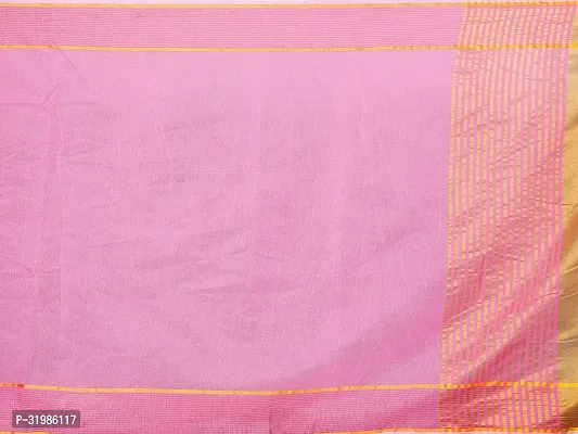 Stylish Pink Cotton Silk Saree With Blouse Piece For Women-thumb5