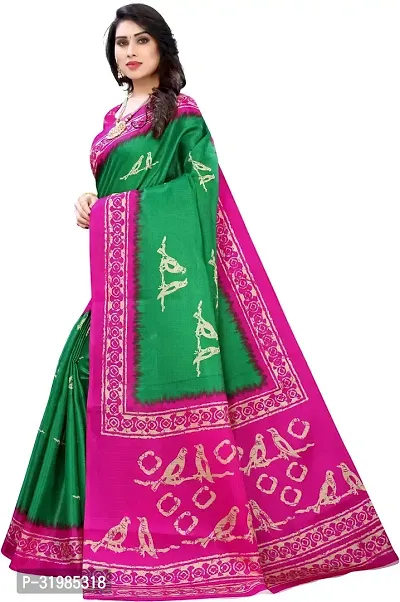 Stylish Green Art Silk Saree With Blouse Piece For Women-thumb2