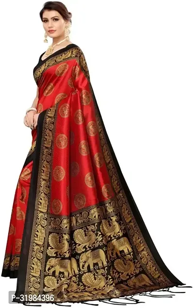 Stylish Red Art Silk Saree With Blouse Piece For Women-thumb2