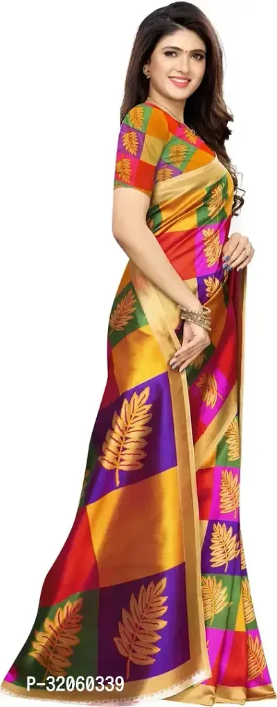 Stylish Cotton Silk Yellow Printed Saree with Blouse piece For Women-thumb4