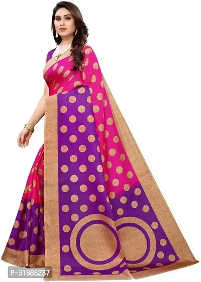 Stylish Pink Cotton Silk Saree With Blouse Piece For Women-thumb2