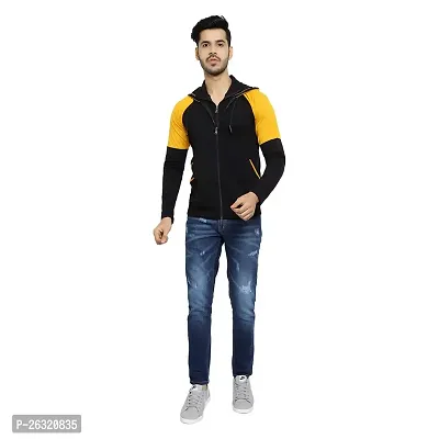 Black Collection Color Block Men Hooded Neck Full Sleeves T-Shirt-thumb4