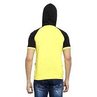 Black Collection Color Block Men Hooded Neck Half Sleeves T-Shirt-thumb1