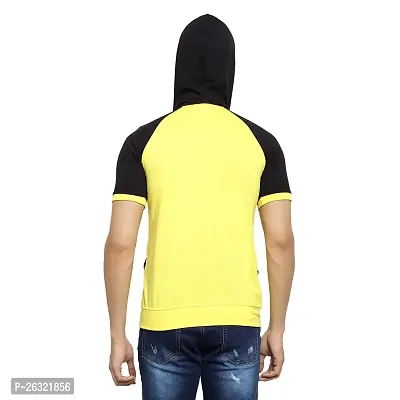 Black Collection Color Block Men Hooded Neck Half Sleeves T-Shirt-thumb2