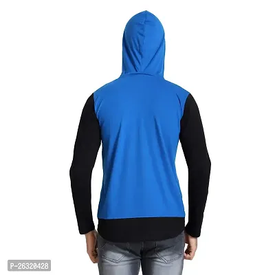 Black Collection Men's V Neck Hooded Full Sleeves T Shirt-thumb2