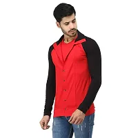 Black Collection Color Block Men Double Collared Neck T-Shirt-thumb3