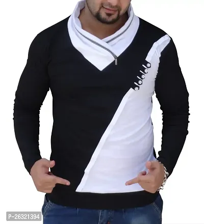 Black Collection Men's Plain Slim Fit Full Sleeve T-Shirt-thumb0