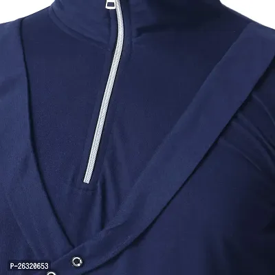 Black Collection Self Design Men Collared Neck Half Zip Full Sleeve T Shirt-thumb5