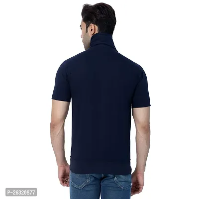 Black Collection Men's Plain Zipper Half Sleeves T-Shirt-thumb3