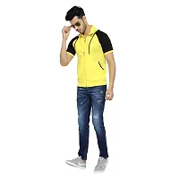 Black Collection Color Block Men Hooded Neck Half Sleeves T-Shirt-thumb3