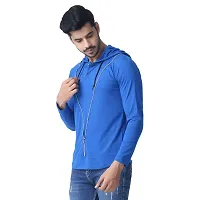 Black Collection Solid, Self Design Men Hooded Neck Full Sleeve T-Shirt-thumb2