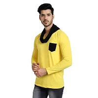 Black Collection Men's V-Neck Attached Muffler Full Sleeve T-Shirt-thumb2