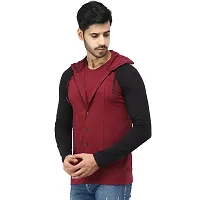 Black Collection Color Block Men Hooded Neck Full Sleeve T-Shirt-thumb2