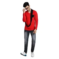 Black Collection Men's V-Neck Attached Muffler Full Sleeve T-Shirt-thumb3