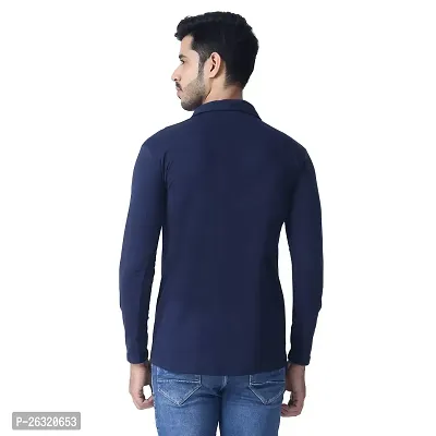 Black Collection Self Design Men Collared Neck Half Zip Full Sleeve T Shirt-thumb2