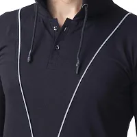 Black Collection Solid, Self Design Men Hooded Neck Full Sleeve T-Shirt-thumb4