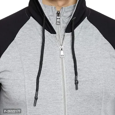 Black Collection Color Block Men Hooded Neck Full Sleeves T-Shirt-thumb5