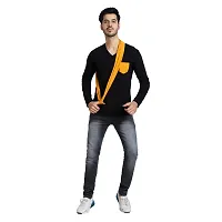 Black Collection Men's V-Neck Attached Muffler Full Sleeve T-Shirt-thumb3