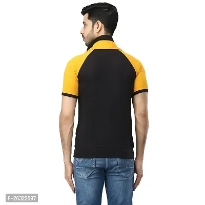 Black Collection Color Block Men Double Collared Neck T-Shirt-thumb2