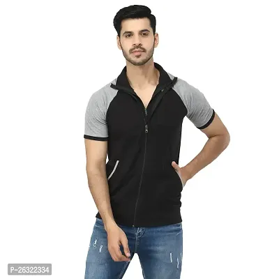 Black Collection Color Block Men Double Collared Neck T-Shirt-thumb0