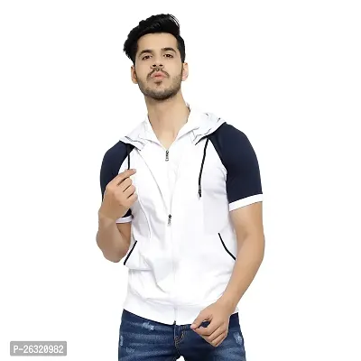 Black Collection Color Block Men Hooded Neck Half Sleeves T-Shirt-thumb0