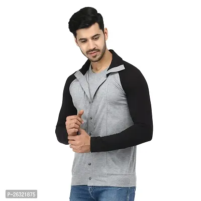 Black Collection Color Block Men Double Collared Neck T-Shirt-thumb0