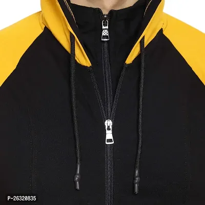 Black Collection Color Block Men Hooded Neck Full Sleeves T-Shirt-thumb5