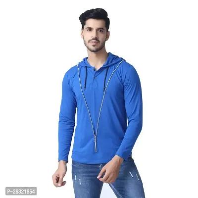 Black Collection Solid, Self Design Men Hooded Neck Full Sleeve T-Shirt-thumb0