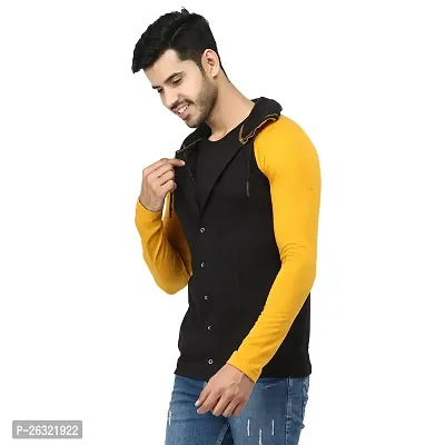 Black Collection Color Block Men Hooded Neck Full Sleeve T-Shirt-thumb3