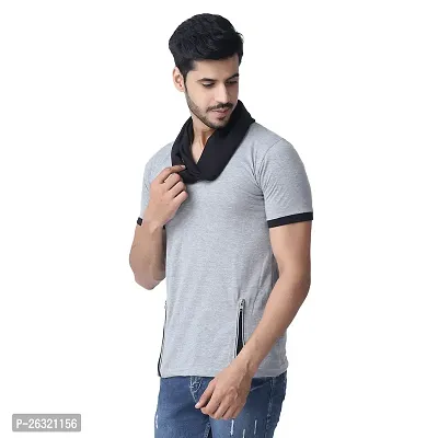 Black Collection Men's Attached Muffler Half Sleeve T-Shirt-thumb3